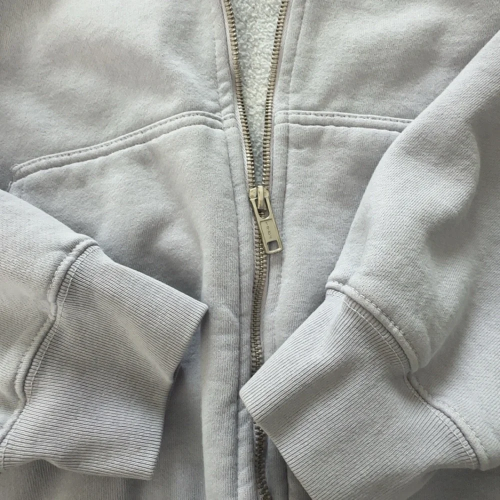 Brandy Melville Christy Hoodie Light Blue/Gray Zip-Up Hoodie - Picture 5 of 5